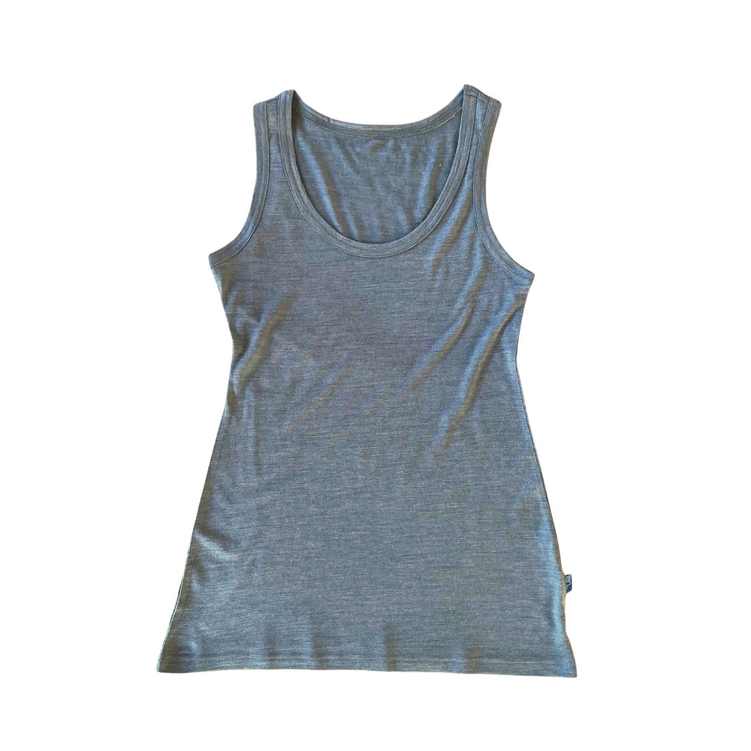 Women's tank top emerald, merino wool &amp; silk (organic/GOTS)