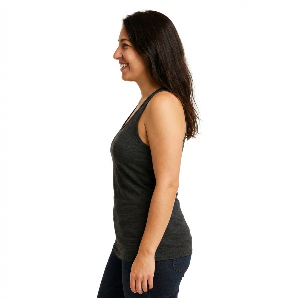 Women's tank top anthracite, merino wool &amp; Tencel (organic/Bluesign)