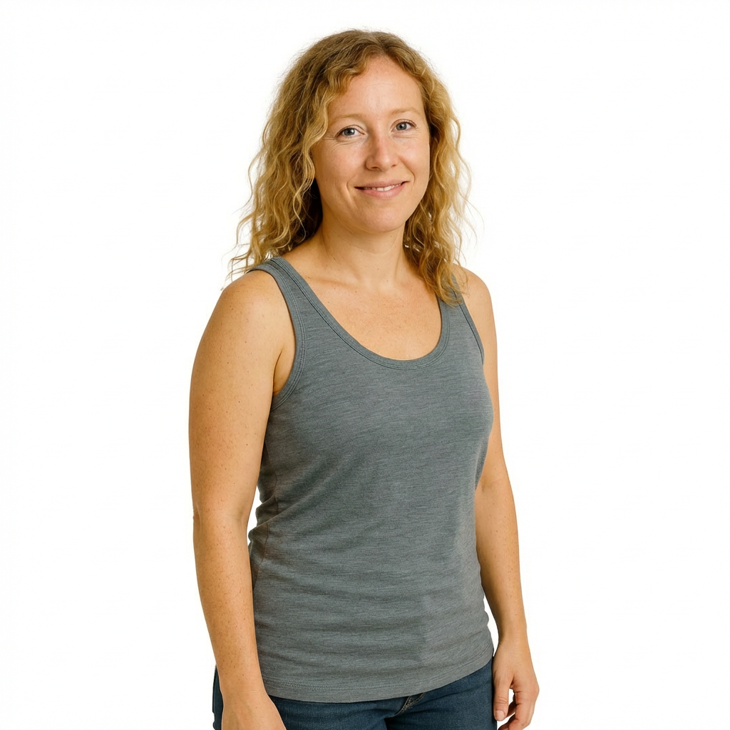 Women's tank top emerald, merino wool &amp; silk (organic/GOTS)