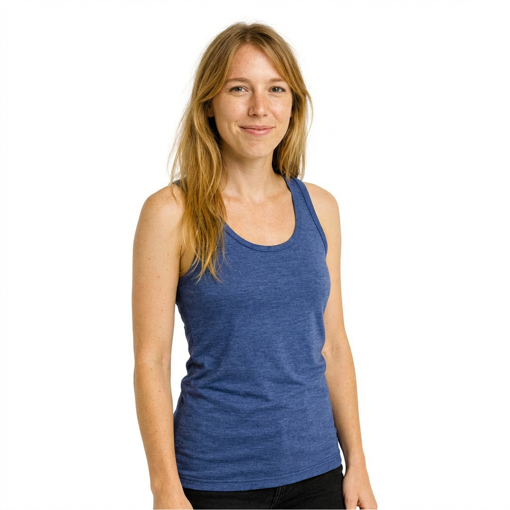 Women's tank top royal blue NEW, merino wool &amp; silk (organic/GOTS)