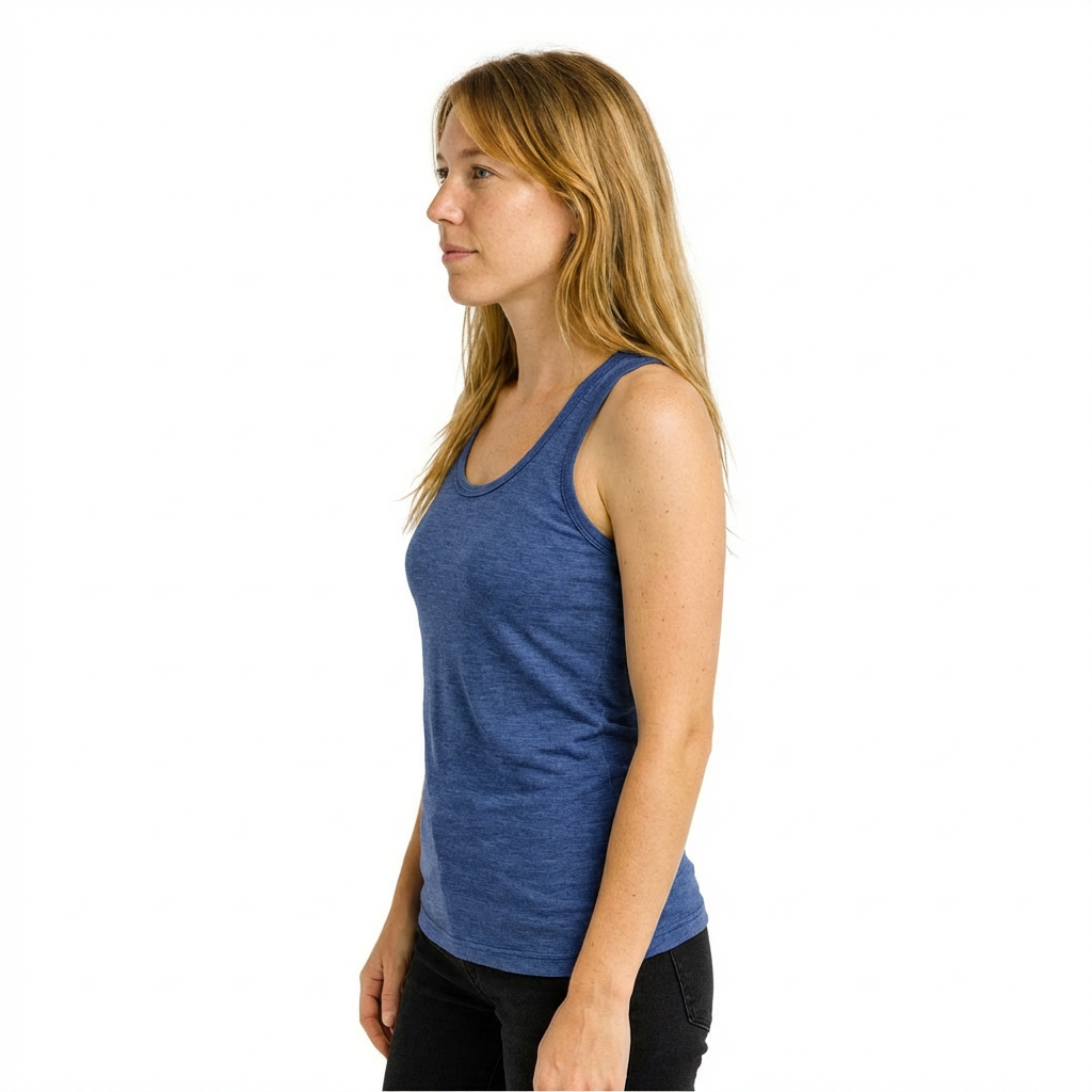 Women's tank top royal blue NEW, merino wool &amp; silk (organic/GOTS)