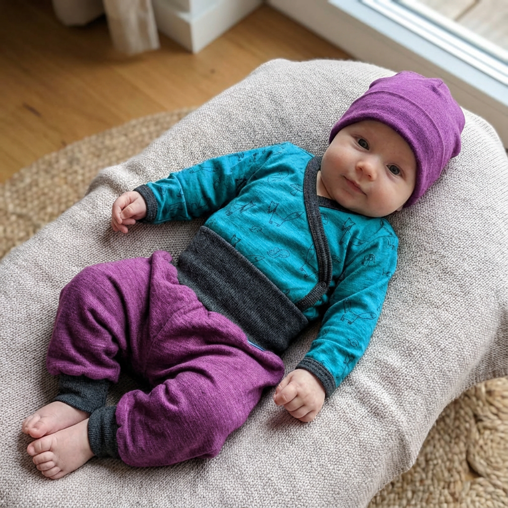 Wrap body emerald fox, merino wool &amp; silk (organic/GOTS)