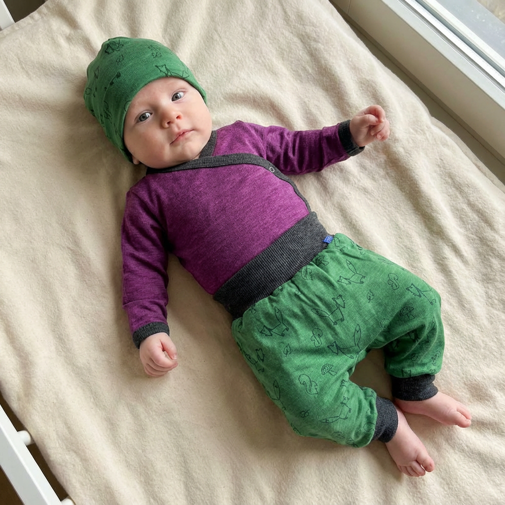 Wrap body plum, merino wool &amp; silk (organic/GOTS)