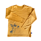 Shirt sonnengelb mit Reh, Merinowolle & Seide (bio/GOTS)