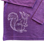 Shirt zwetschke mit Eichhörnchen, Merinowolle & Seide (bio/GOTS)