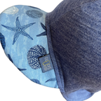 Glückskind Sommerkappe royal blau Seestern limited edition, Merinowolle & Seide (bio/GOTS)