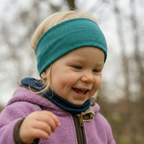 Kinder-Stirnband smaragd, Merinowolle & Seide (bio/GOTS)