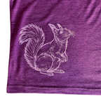 T-Shirt zwetschke mit Eichhörnchen, Merinowolle & Seide (bio/GOTS)