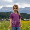 T-Shirt zwetschke mit Eichhörnchen, Merinowolle & Seide (bio/GOTS)