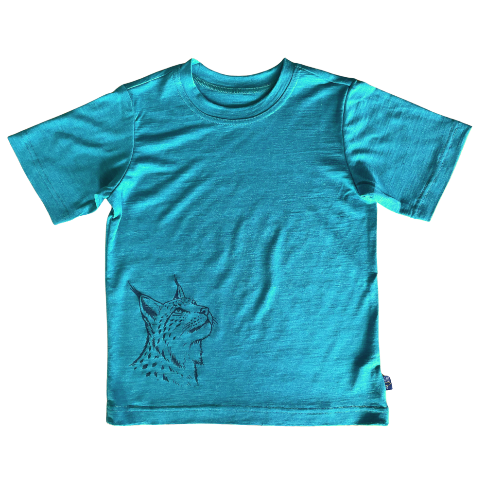 T-shirt plum with butterfly, merino wool &amp; silk (organic/GOTS)