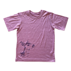 T-Shirt rose mit Reh, Merinowolle & Seide (bio/GOTS)