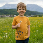 T-Shirt sonnengelb mit Reh, Merinowolle & Seide (bio/GOTS)