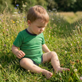 Body waldgrün uni kurzarm, Merinowolle & Seide (bio/GOTS)
