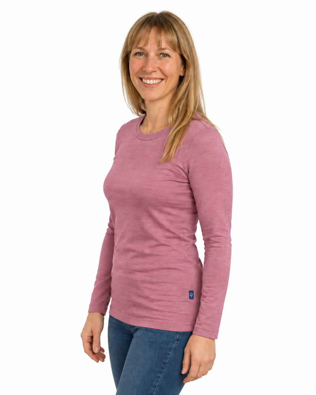 Damen Langarm-Shirt rose, Merinowolle & Seide