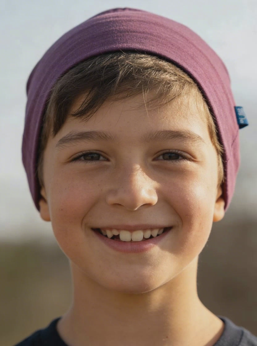 Haube zwetschke, Merinowolle & Seide (bio/GOTS)