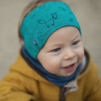 Children's headband emerald fox, merino wool &amp; silk (organic/GOTS)