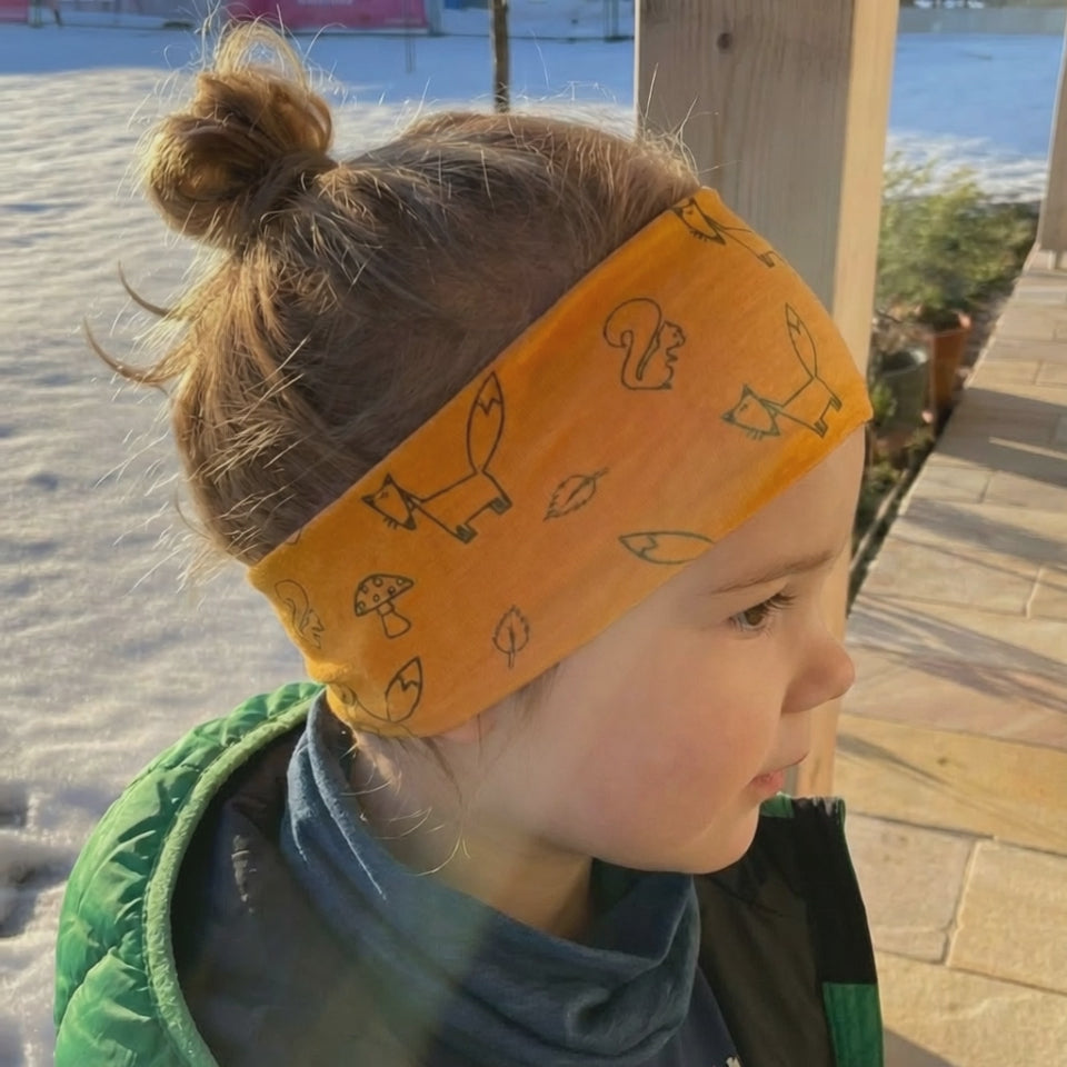 Children's headband sunny yellow, merino wool &amp; silk (organic/GOTS)