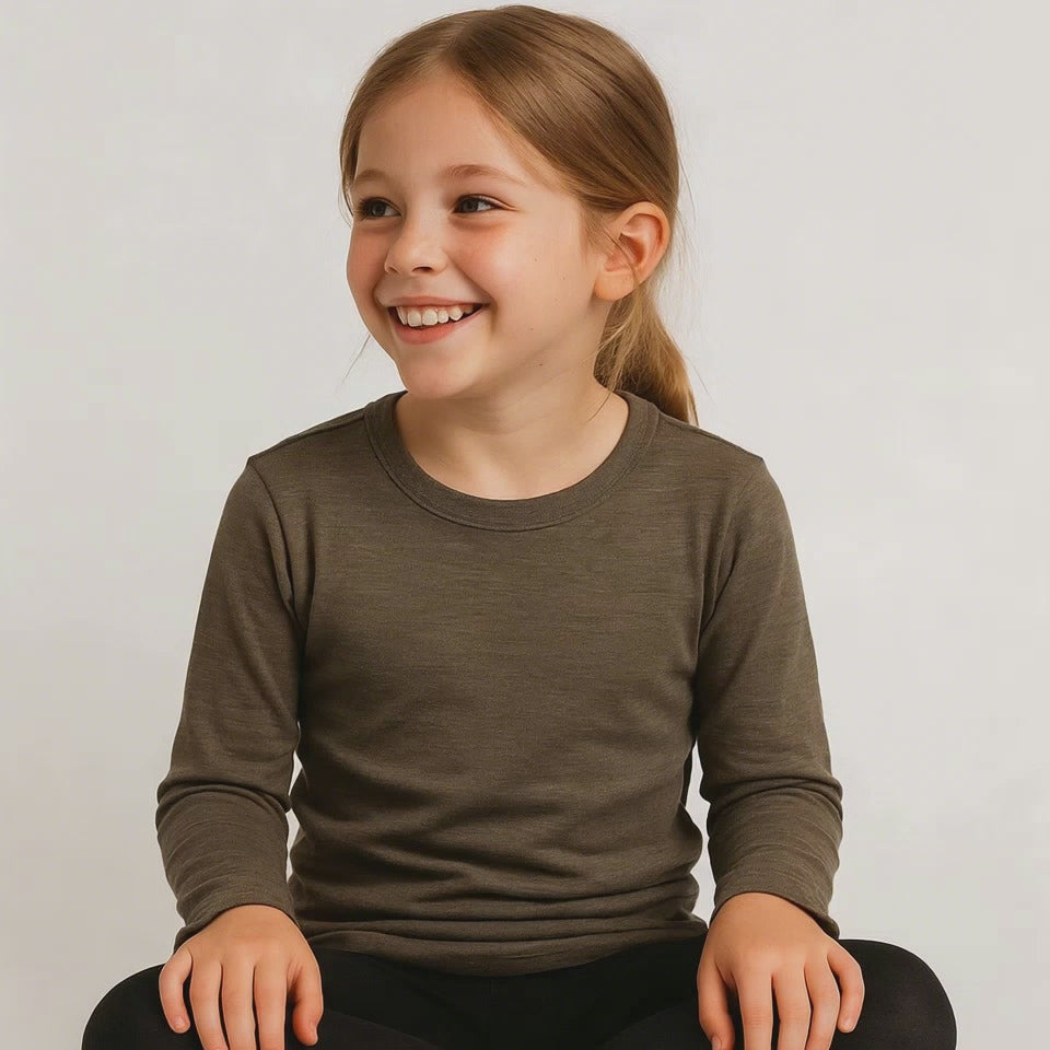 Shirt muskat braun, Merinowolle & Seide (bio/GOTS)