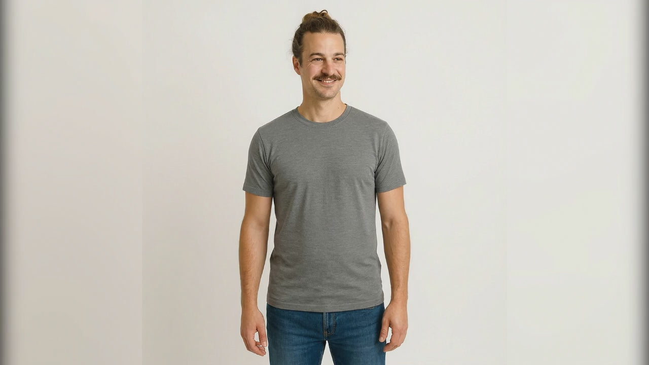 T-Shirt Herren fels grau, Merinowolle & Seide (bio/GOTS)