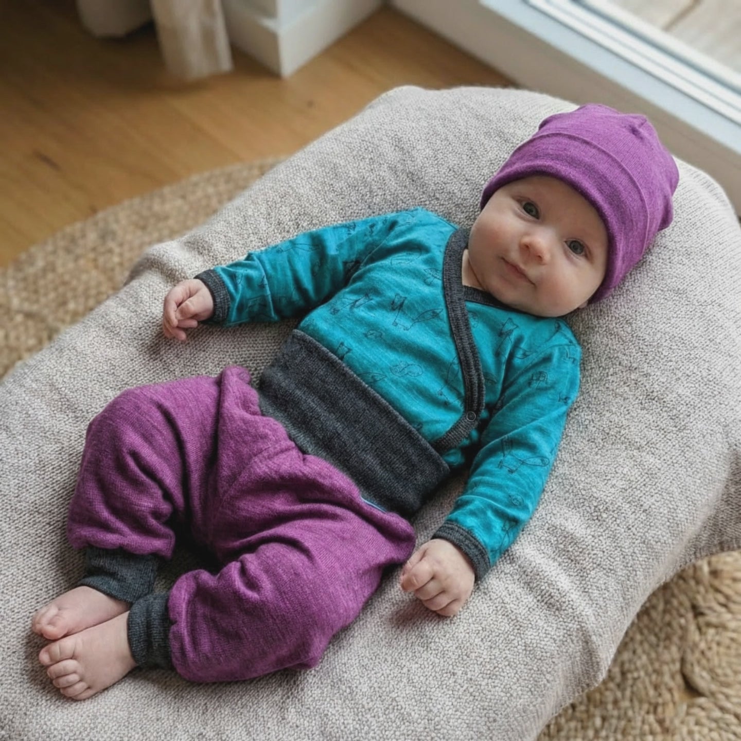 Wrap body emerald fox, merino wool &amp; silk (organic/GOTS)