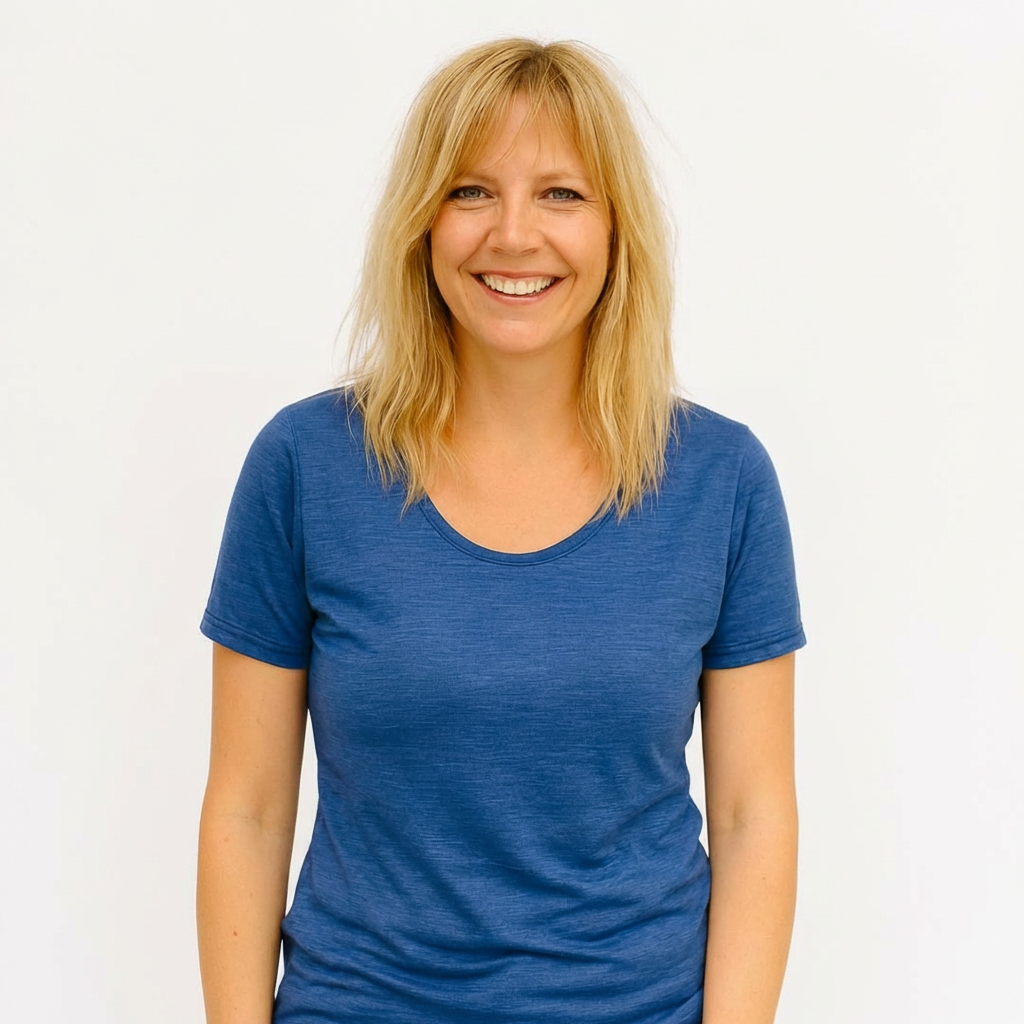 Damen T-Shirt royal blau, Merinowolle & Seide (bio/GOTS)