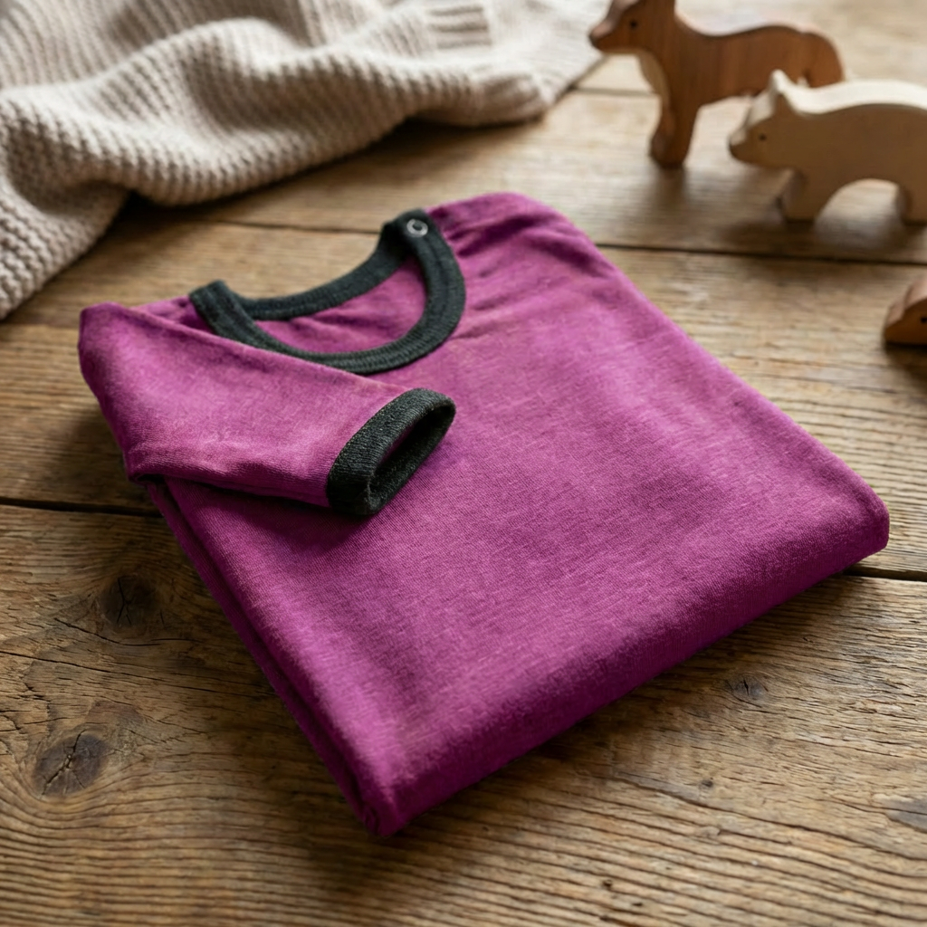 Shirt zwetschke, Merinowolle & Seide (bio/GOTS)