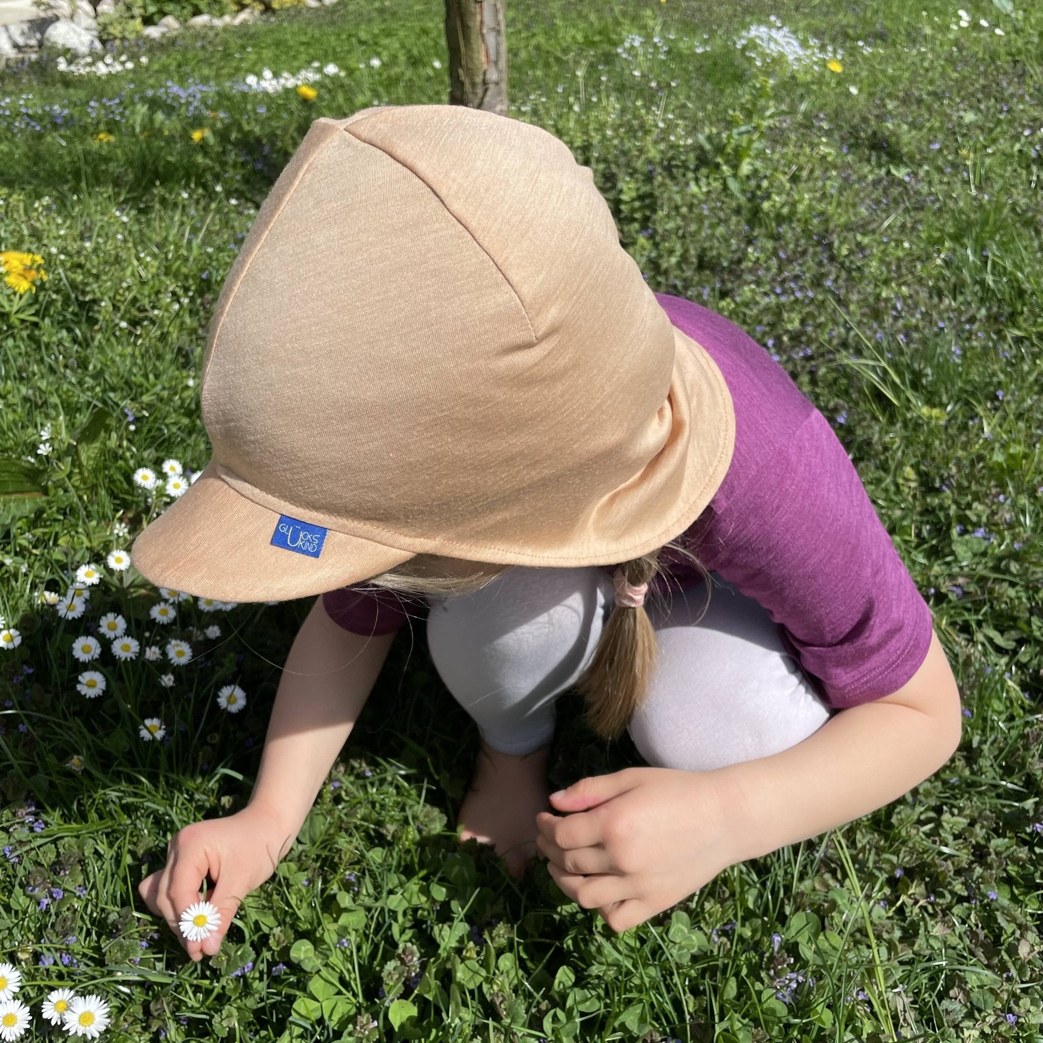 Sommerkappe sand, Merinowolle & Seide (bio/GOTS) - Glückskind - Sommerkappe - S (bis 41cm KU)