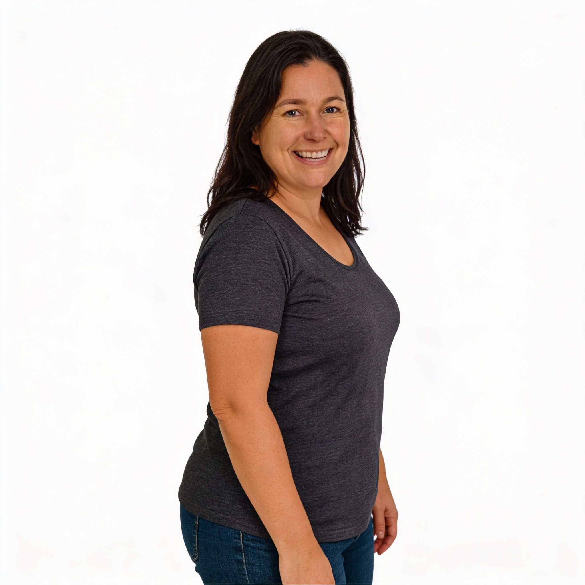 Damen T-Shirt anthrazit, Merinowolle & Seide (bio/GOTS)