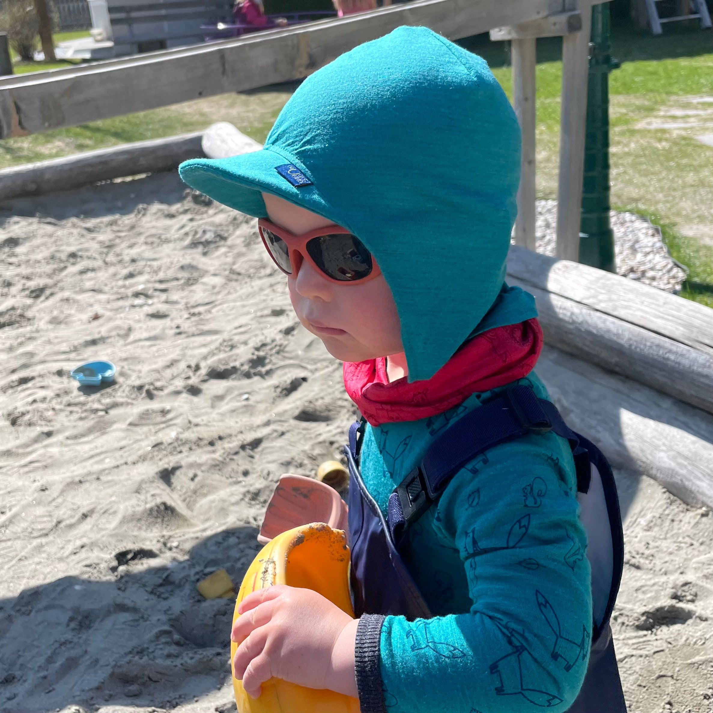 Sommerkappe smaragd uni, Merinowolle & Seide (bio/GOTS)