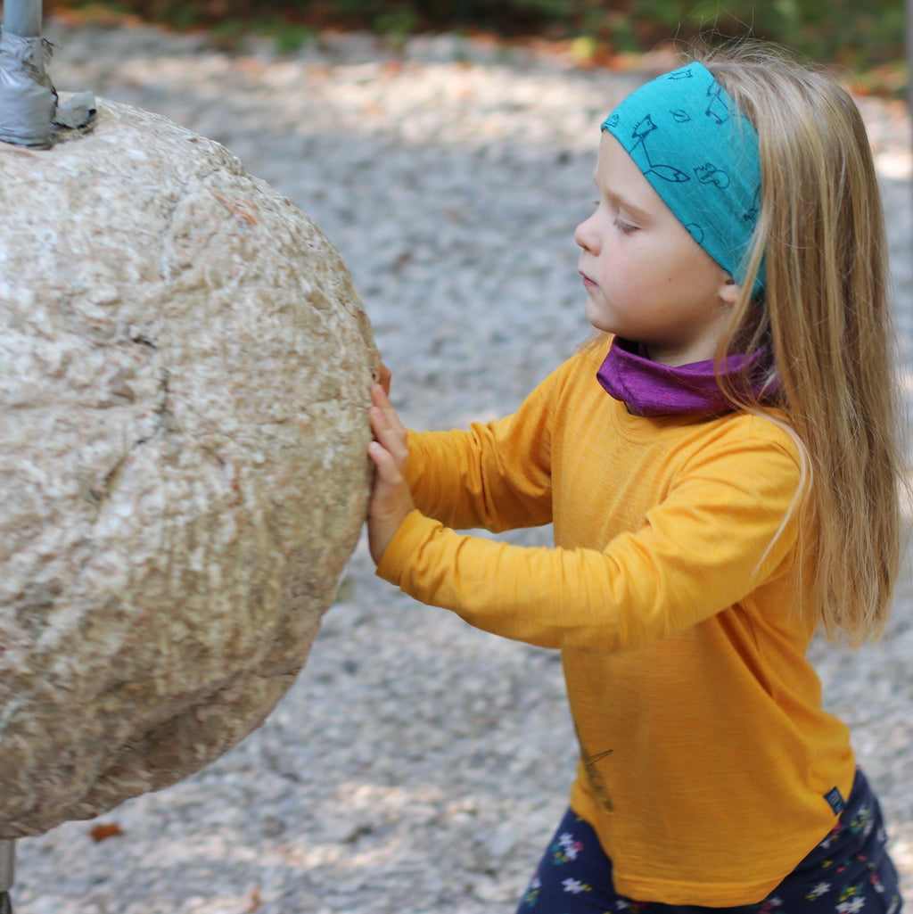 Kinder-Stirnband smaragd Fuchs, Merinowolle & Seide (bio/GOTS) - Glückskind - Stirnband - uni (ca. 2-10 Jahre)