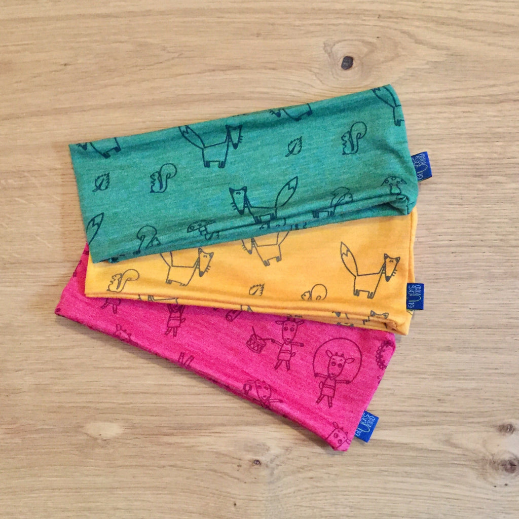 Kinder-Stirnband waldgrün, Merinowolle & Seide (bio/GOTS) - Glückskind - Stirnband - uni (ca. 2-10 Jahre)