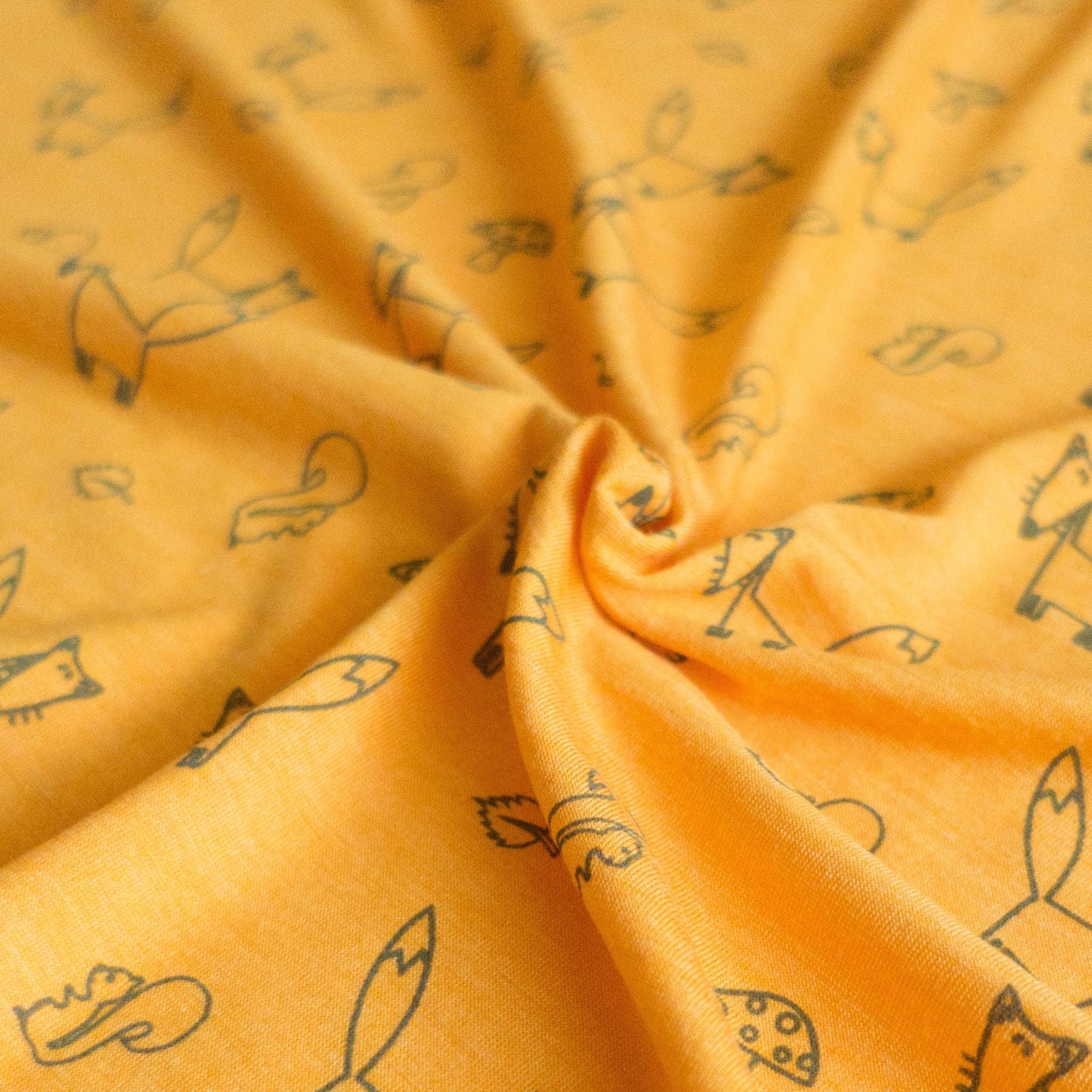 Meterware sonnengelb Fuchs, 70% Merinowolle & 30% Seide (bio/GOTS) - Glückskind - Meterware - 50 cm