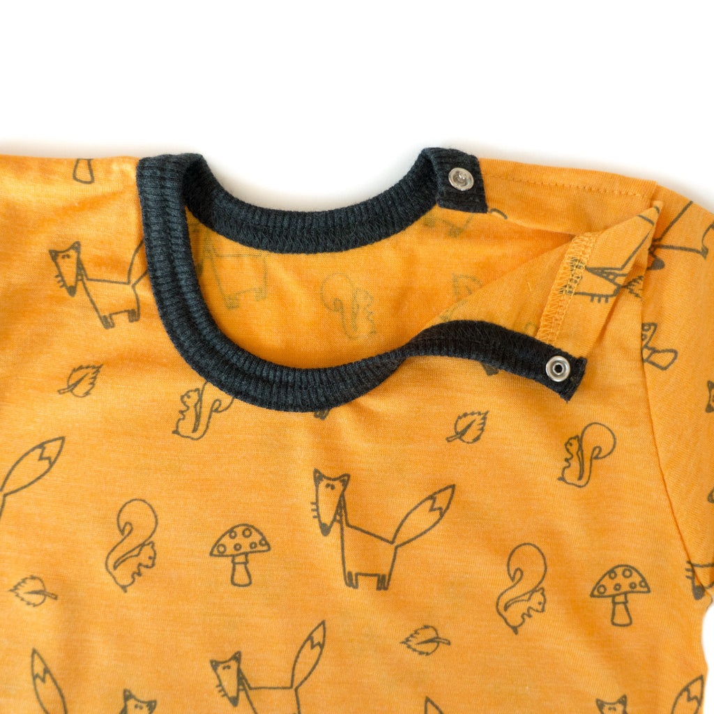 Shirt sonnengelb Fuchs, Merinowolle & Seide (bio/GOTS) - Glückskind - Shirt - 74-80