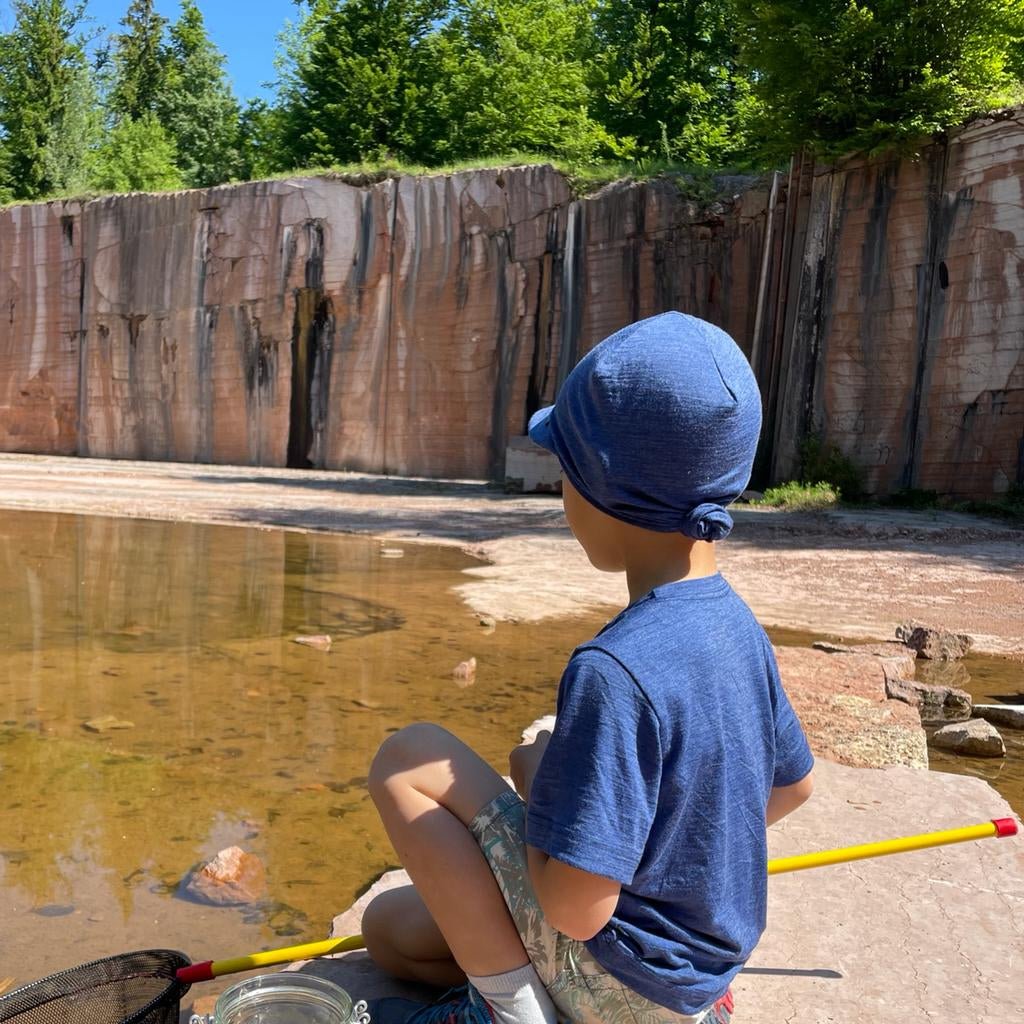 Sommerkappe royal blau, Merinowolle & Seide (bio/GOTS) - Glückskind - Sommerkappe - S (bis 41cm KU)