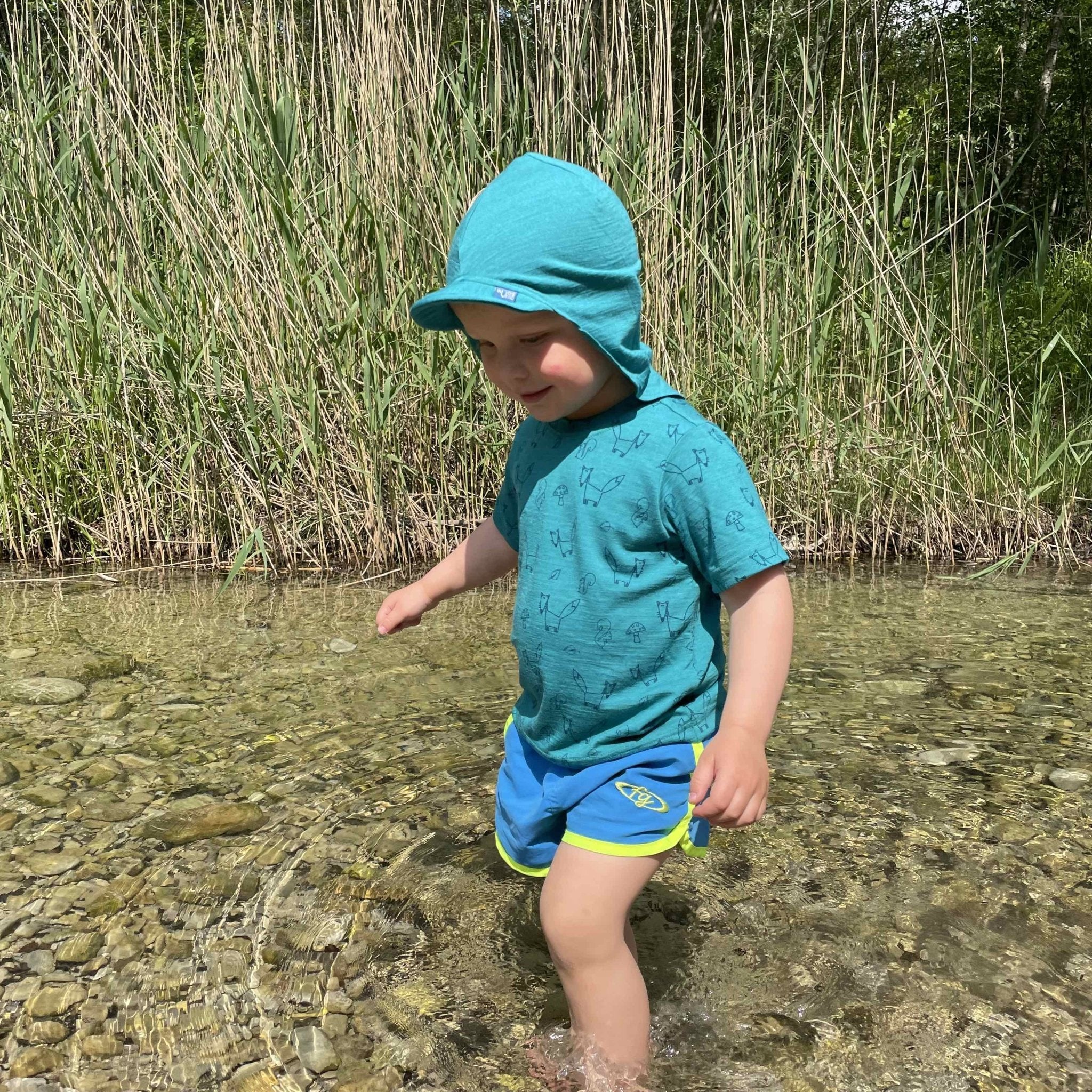 Sommerkappe smaragd uni, Merinowolle & Seide (bio/GOTS) - Glückskind - Sommerkappe - S (bis 41cm KU)