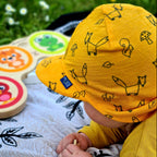 Sommerkappe sonnengelb Fuchs, Merinowolle & Seide (bio/GOTS) - Glückskind - Sommerkappe - S (bis 41cm KU)